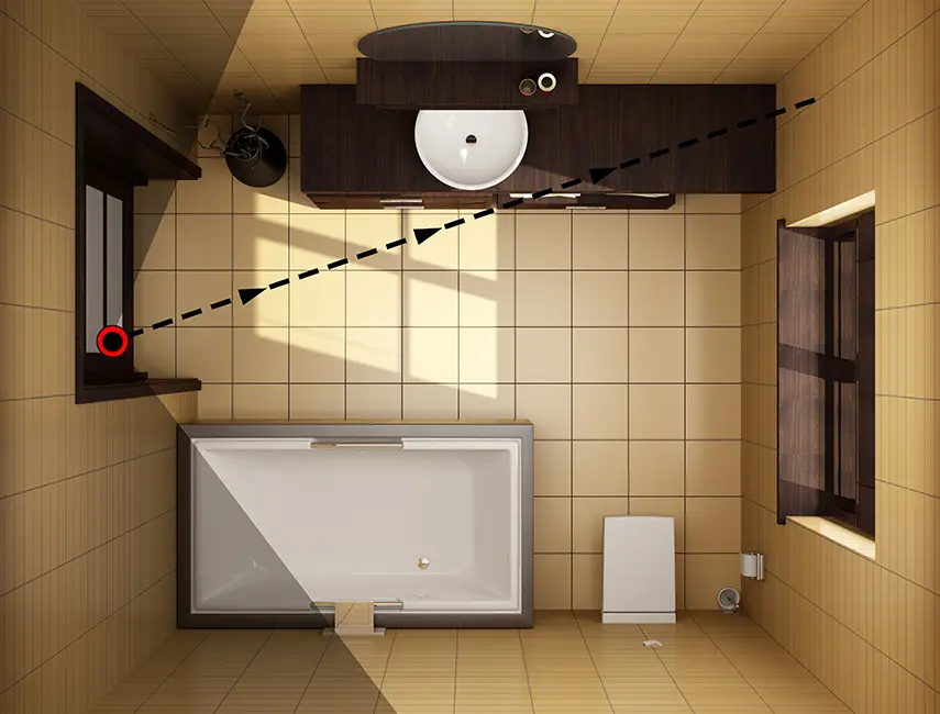 camera angle tip for small bathroom