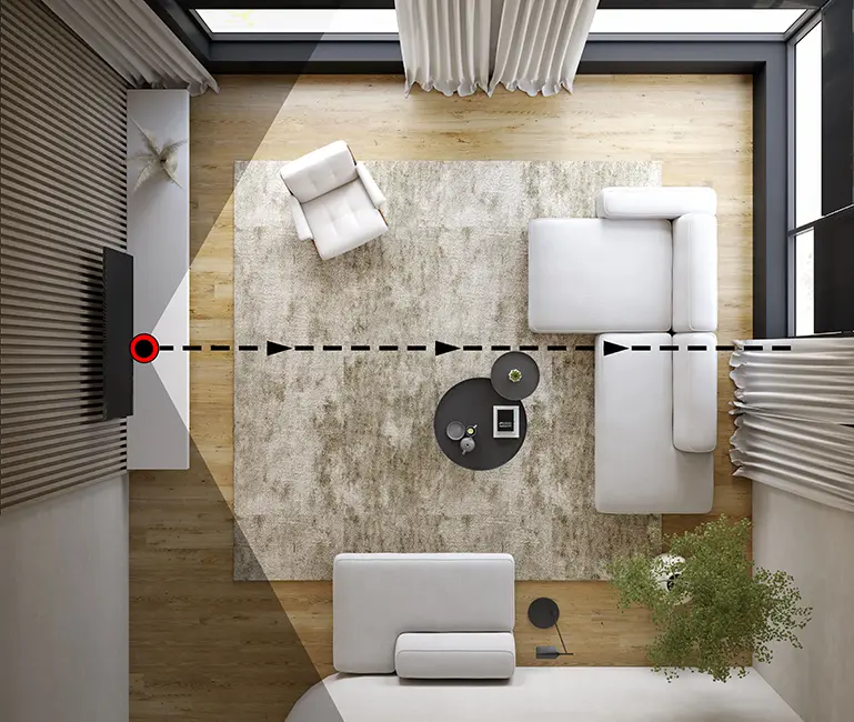 straight-on family room wall shot