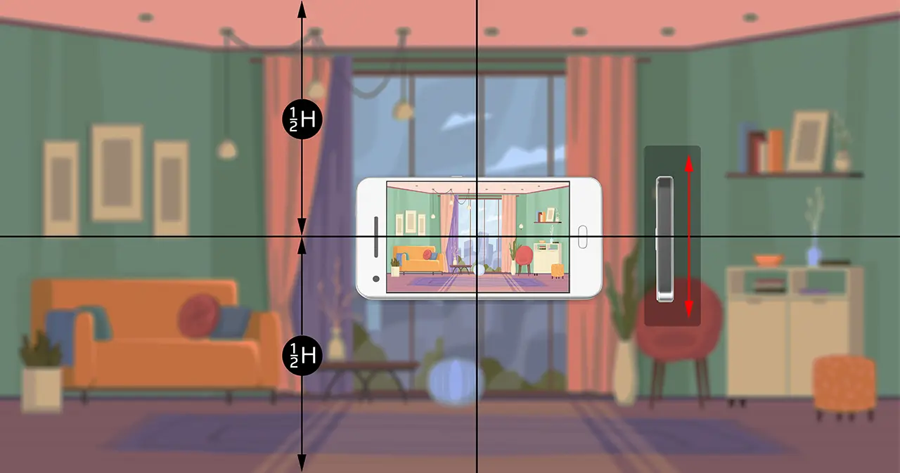 smartphone orientation while shooting room