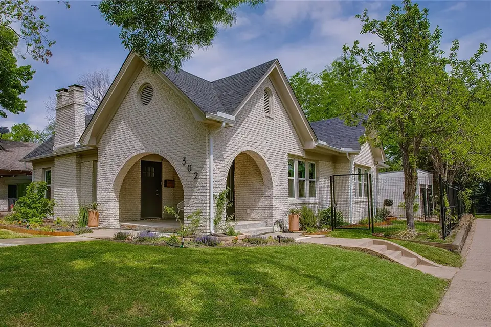 corner view of brick house