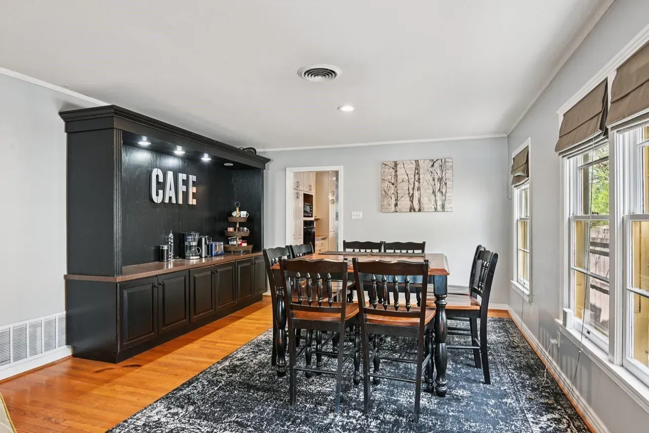 dining area with large buffet
