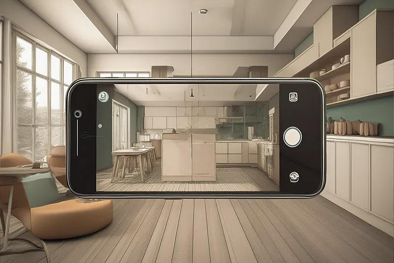 graphic of kitchen with smartphone camera 